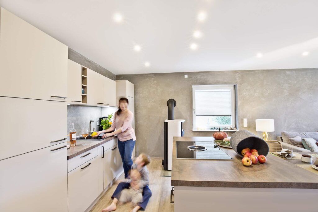 Ferienwohnung Kaminfeuer Küche