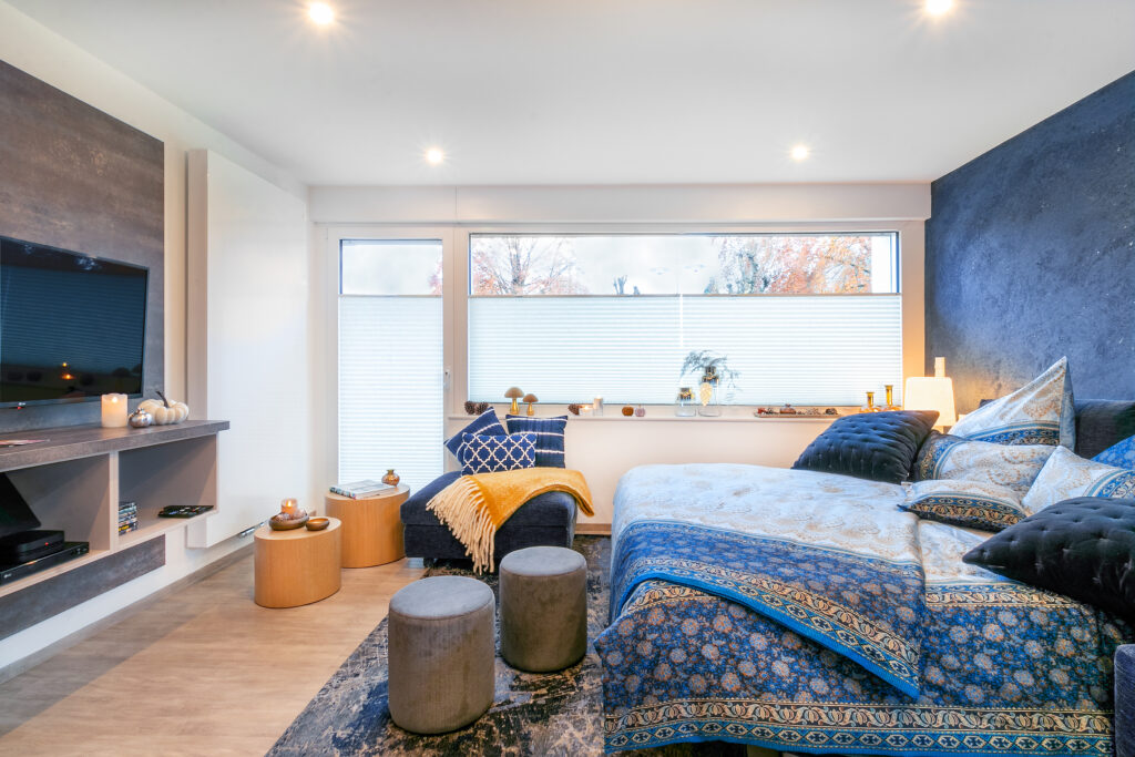 Ferienwohnung Kobaltblau Schlafbereich