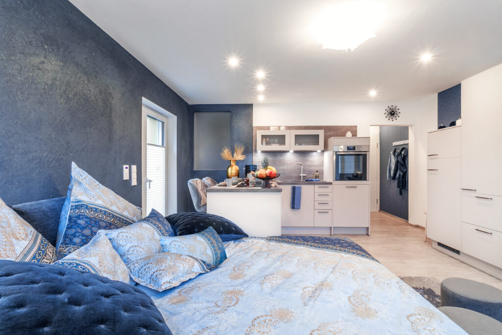 Ferienwohnung Kobaltblau Schlafbereich